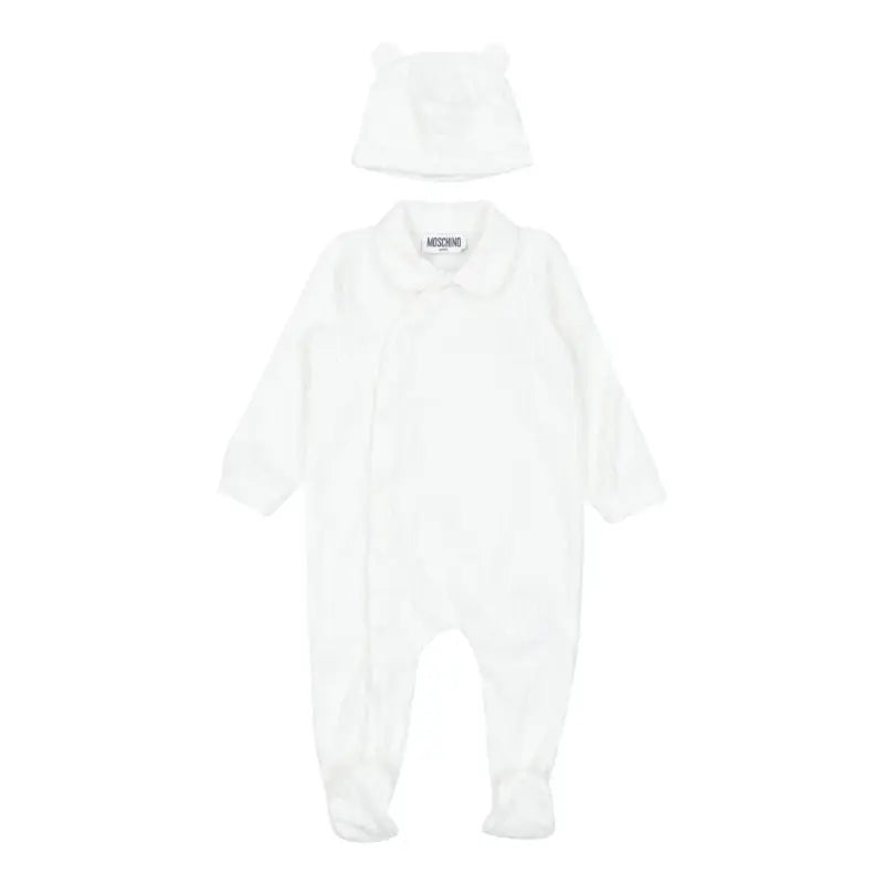 Moschino White All Over Logo Footie Set