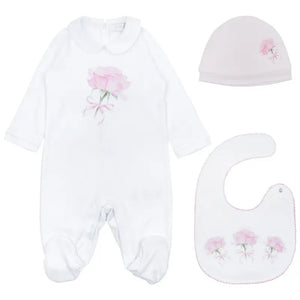 GIFT-SET(FOOTIE-F/S+HAT+-BIB-ROSE-PRINT)-118745-1