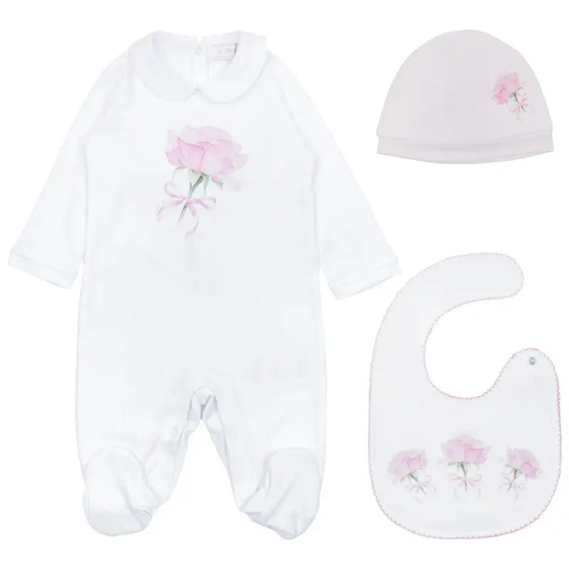 GIFT-SET(FOOTIE-F/S+HAT+-BIB-ROSE-PRINT)-118745-1