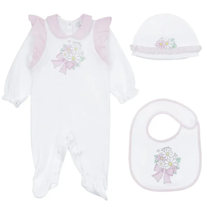 GIFT-SET(FOOTIE-F/S+HAT+-BIB-FLOWER-PRNT)-118749-1