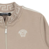 Versace Beige Zip-Up Top With Greca & Medusa Logos