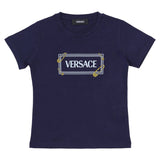 Versace Navy Safety Pin Logo T-Shirt