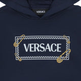Versace Navy Safety Pin Logo Hoodie