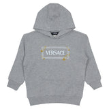 Versace Grey Hoodie With Pinned Logo Print