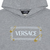 Versace Grey Hoodie With Pinned Logo Print