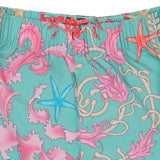 Versace Green Underwater Barocco Print Swim Shorts
