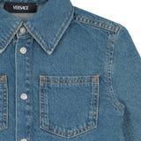 Versace Blue 90S Vintage Logo Denim Shirt