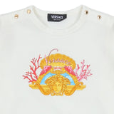 Versace White Medusa Coral Print Romper