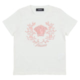 Versace White T-Shirt With Pink Medusa Logo