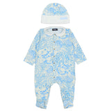 Versace Blue Underwater Barocco Baby Sleepsuit Set
