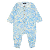 Versace Blue Underwater Barocco Baby Sleepsuit Set