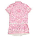 Versace Ivory & Bright Pink Barocco Pleated Dress