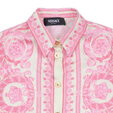 Versace Ivory & Bright Pink Barocco Pleated Dress