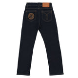 Versace Navy Embroidered Medusa Jeans