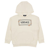 Versace Ivory Hoodie With Pinned Logo Print