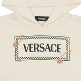 Versace Ivory Hoodie With Pinned Logo Print