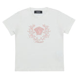 Versace White Cotton T-Shirt With Pink Medusa Crest Logo