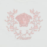 Versace White Cotton T-Shirt With Pink Medusa Crest Logo