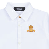 Versace White Logo Crest Oxford Shirt