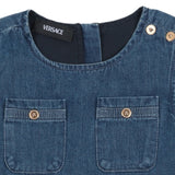 Versace Blue Pleated Denim Dress