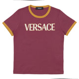 Versace Maroon & Yellow Logo Print T-Shirt