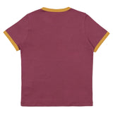 Versace Maroon & Yellow Logo Print T-Shirt