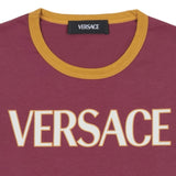 Versace Maroon & Yellow Logo Print T-Shirt