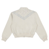 Versace Ivory & Diamante Greca Zip-Up Jacket