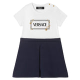 Versace White & Blue Safety Pin Logo T-Shirt Dress