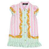 Versace Pink Barocco Pinstripe Dress