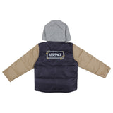 Versace Blue Safety Pin Logo Puffer Jacket