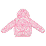 Versace Pink Barocco Foulard Reversible Puffer Jacket