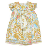 Versace Ivory & Gold Underwater Barocco Print Dress