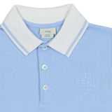 Fendi Light Blue Roma Logo Polo T-Shirt
