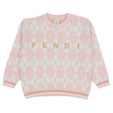 Fendi Pink & White Argyle Sweater