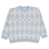 Fendi Blue & White Argyle Sweater