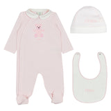Fendi Pink Cotton FF Logo Bear Babygrow Set