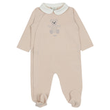 Fendi Beige Cotton FF Logo Bear Babygrow Set