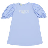 Fendi Blue Cotton Dress With PuFF Sleeves