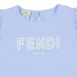 Fendi Blue Cotton Dress With PuFF Sleeves