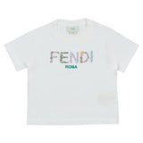 Fendi White Cotton Floral Logo T-Shirt