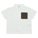 Fendi White Polo T-Shirt With FF Chest Pocket
