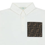 Fendi White Polo T-Shirt With FF Chest Pocket