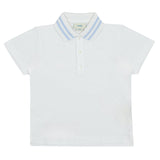 Fendi White Roma Polo Shirt With Blue Detail