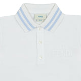 Fendi White Roma Polo Shirt With Blue Detail