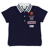 Fendi Navy Sporty Polo With A Bold Graphic Twist