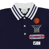 Fendi Navy Sporty Polo With A Bold Graphic Twist