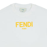 Fendi White T-Shirt With Fendi Roma Logo.