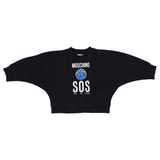 Moschino Black Globe Print Cropped Sweatshirt