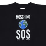Moschino Black Globe Print Cropped Sweatshirt